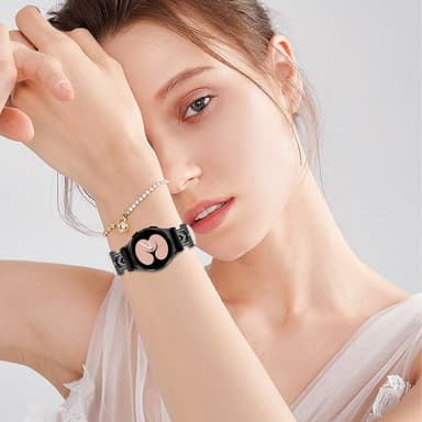 Rhinestone Black M-Type Link Watch Rannekello Samsung Galaxy Watch 4/5/6 -sarjalle Aprikoosi