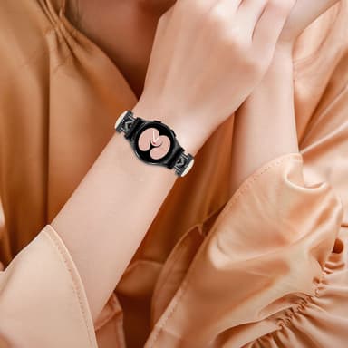 Rhinestone Black M-Type Link Watch Rannekello Samsung Galaxy Watch 4/5/6 -sarjalle Aprikoosi