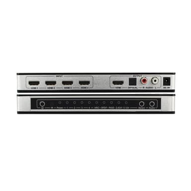 4x1 HDMI-kytkin ja äänenjakaja UHD 4K 3D HDMI 2.0 ARC Toslink + RCA