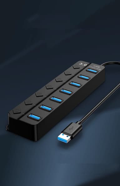 USB 3.0 -keskitin 5 Gbps 7-porttiset yksittäiset päälle/pois-painikkeet