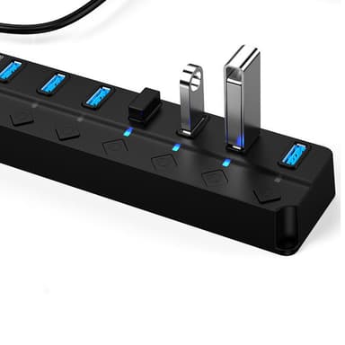 USB 3.0 -keskitin 5 Gbps 7-porttiset yksittäiset päälle/pois-painikkeet