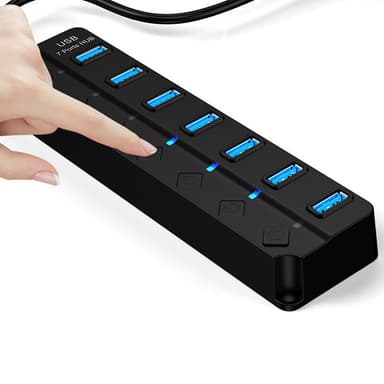 USB 3.0 -keskitin 5 Gbps 7-porttiset yksittäiset päälle/pois-painikkeet