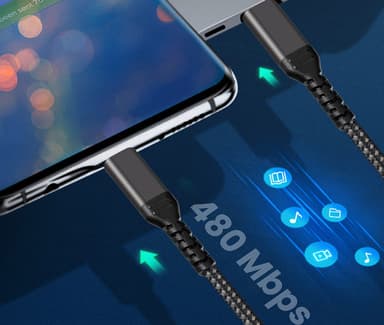 USB-C-USB-C-kaapeli 5A/20V PD 100W Musta 2 m