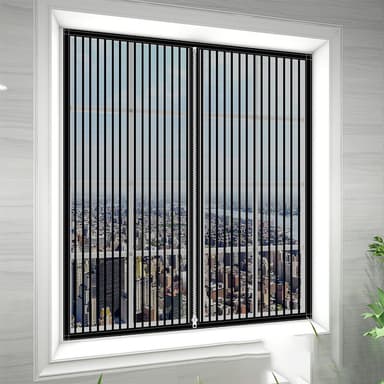 Window Curtain Fly Hyttysverkko Vetoketjun sulkuverkko Musta XL