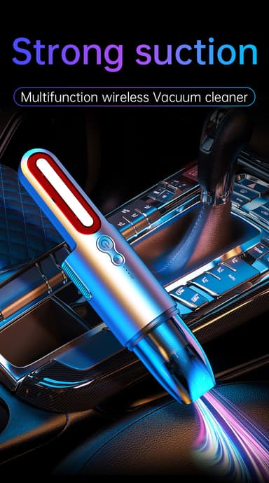 Kädessä pidettävä pölynimuri autoon, ladattava, LED-valolla