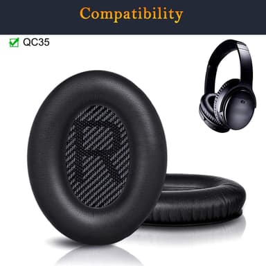 Korvatyynyt Bose QC35 I/II, QC25, QC15, QC 2 AE 2, AE 2i, AE 2w, SoundTrue, SoundLink Musta