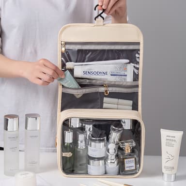 Riippuva hygienialaukku kosmetiikkalaukku matkalle Beige