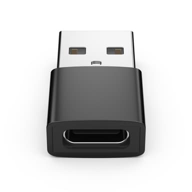 USB-A (uros) - USB-C (naaras) sovitin Musta