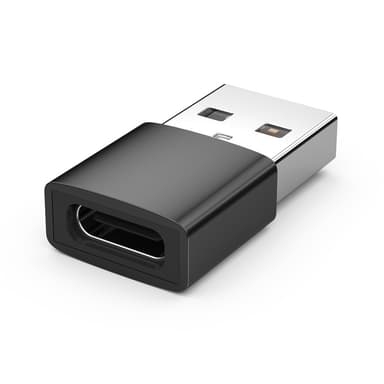 USB-A (uros) - USB-C (naaras) sovitin Musta