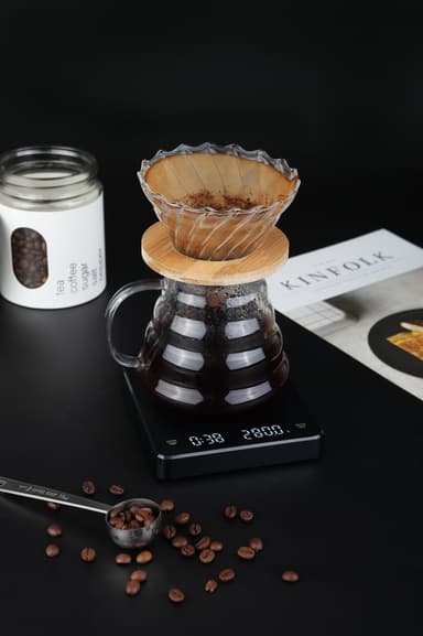 Ladattava kahvivaaka ajastimella 3 kg / 0,1 g Musta