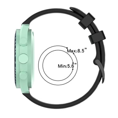 Kellon ranneke 20 mm Omega/Huawei/Samsung Galaxy Watch silikoni Musta