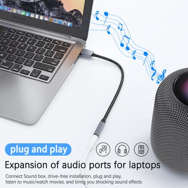 USB - 3,5 mm (naaras) audiosovitin Harmaa