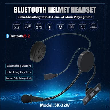 Moottoripyöräkypäräkuuloke Bluetooth 5.2 Musta