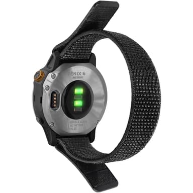 22 mm nailonranneke Garmin Fenix7/6/5, Samsung galaxy watch 3 45mm Musta