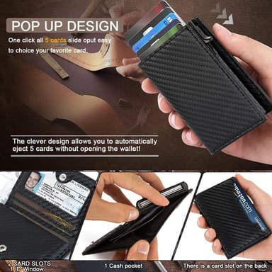 Lompakko pop-up-korttitelineellä RFID-suojaus Musta