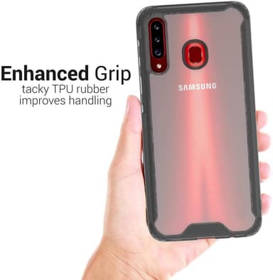 Läpinäkyvä puhelinkuori, joka on yhteensopiva Samsung Galaxy A20S:n kanssa