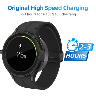 USB-C-laturi Samsung Galaxy Watchille 3/4/5/6/7, aktiivinen 1/2 Musta