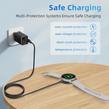 USB-C-laturi Samsung Galaxy Watchille 3/4/5/6/7, aktiivinen 1/2 Musta