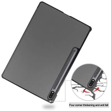 Samsung Galaxy Tab S7 Plus / FE / Lite kolminkertainen kotelo PU-nahkaa / PC:n harmaa