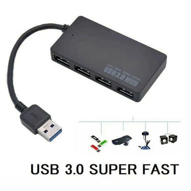 USB 3.0 -keskitin 4 portilla Musta