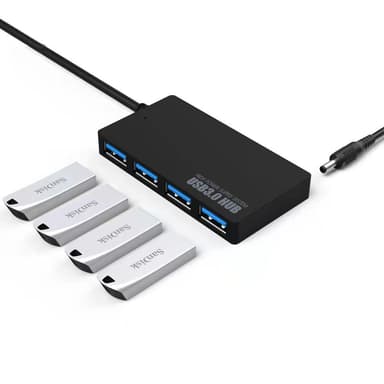 USB 3.0 -keskitin 4 portilla Musta