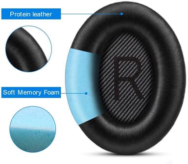 Laadukkaat korvatyynyt Bose QC 35/25/15 kuulokkeille 1 pari Musta + Sininen