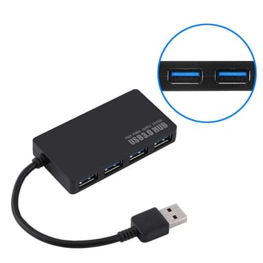 USB 3.0 -keskitin 4 portilla Musta