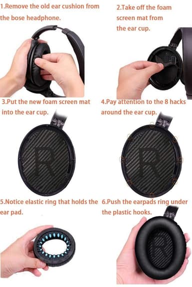 Korvatyynyt Bose QC35 I/II, QC25, QC15, QC 2 AE 2, AE 2i, AE 2w, SoundTrue, SoundLink Tummanharmaa