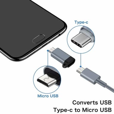 USB-C (naaras) - Micro USB (uros) -sovitin alumiiniharmaa
