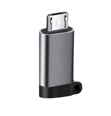 USB-C (naaras) - Micro USB (uros) -sovitin alumiiniharmaa