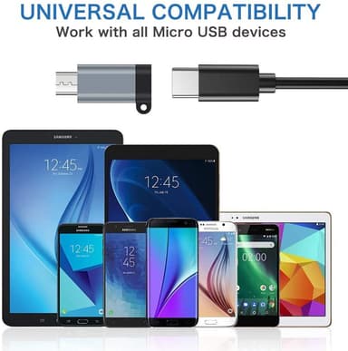 USB-C (naaras) - Micro USB (uros) -sovitin alumiiniharmaa