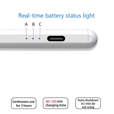 Stylus-kynä USB-C kahdella varakärjellä Valkoinen