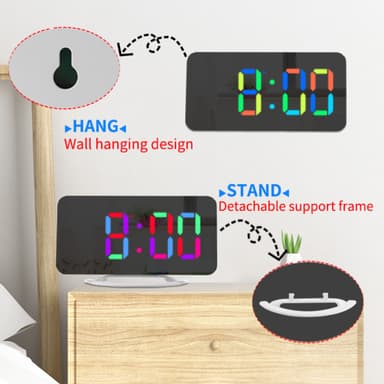 Digitaalinen herätyskello peilipinnalla 3 kirkkausastetta RGB-värejä
