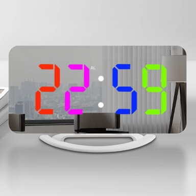 Digitaalinen herätyskello peilipinnalla 3 kirkkausastetta RGB-värejä