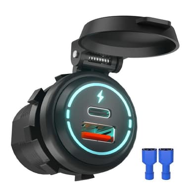 Autolaturi 12V/24V QC3.0 suojakuorella Musta