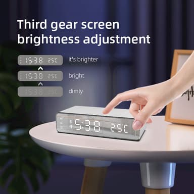 Digitaalinen LED herätyskello langattomalla laturilla/lämpömittarilla hopea