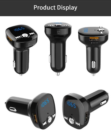FM-lähetin autoon - Bluetooth-sovitin QC3.0-autolaturilla
