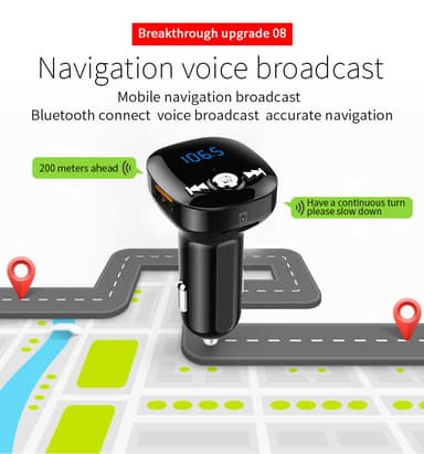 FM-lähetin autoon - Bluetooth-sovitin QC3.0-autolaturilla