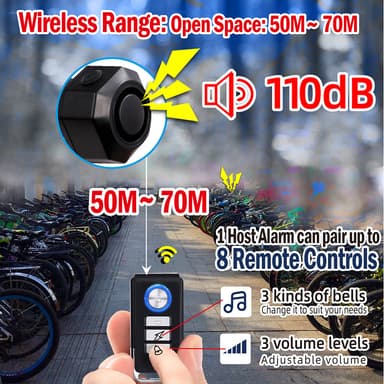 Ladattava pyörähälytin kaukosäätimellä 110dB Musta
