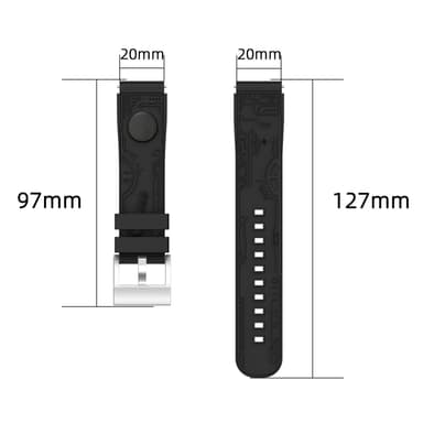 20 mm silikoniranneke Samsung Germin Huaweille Valkoinen