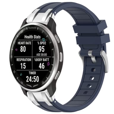Premium silikonikellon ranneke 22mm Garminille, Samsungille, Huaweille (hopeasolki) Laivastonsininen