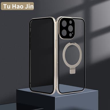 Magneettinen suojakotelo jalustalla iPhonelle Samppanja iPhone 15