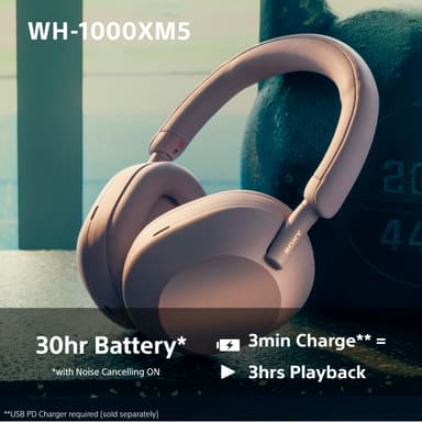 Sony WH-1000XM5 langattomat around-ear kuulokkeet (savuinen pinkki)