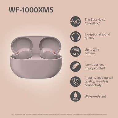 Sony WF1000XM5P täysin langattomat in-ear kuulokkeet (savuinen pinkki)