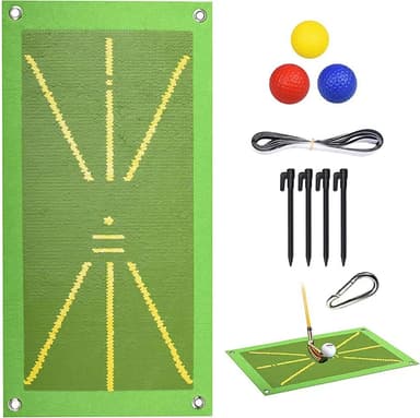 Golfharjoitusmatto swingin tunnistukseen naulalla, pallolla, karabiinilla 25x50 cm