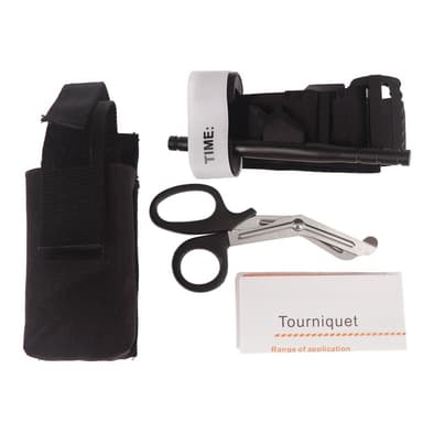Hätäpakkaus onnettomuuksiin traumasakset / tourniquet / Molle laukku 3 osaa Musta