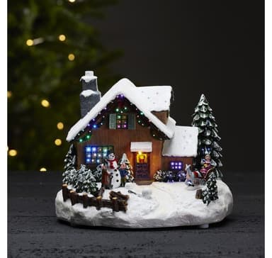 Joulukoristeet WINTERVILLE 23x19xH18cm, LED-valolla RGB, taimer 6h, kylä