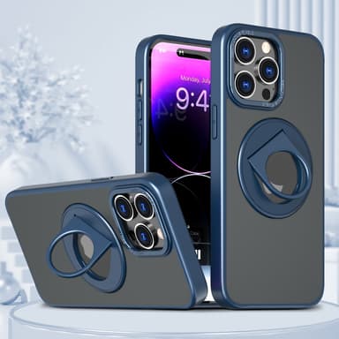 Magneettinen suojaava puhelinkotelo, jossa näkymätön jalusta iPhonelle Sininen iPhone 15 Plus