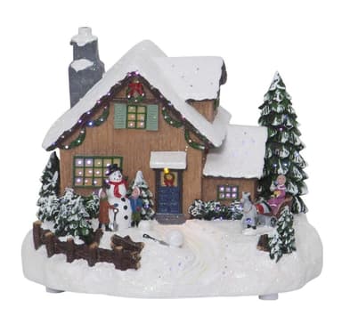 Joulukoristeet WINTERVILLE 23x19xH18cm, LED-valolla RGB, taimer 6h, kylä