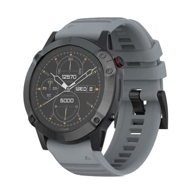 Silikoniteräslevyn kellohihna Garmin Fenix 7X 26mm:lle Harmaa